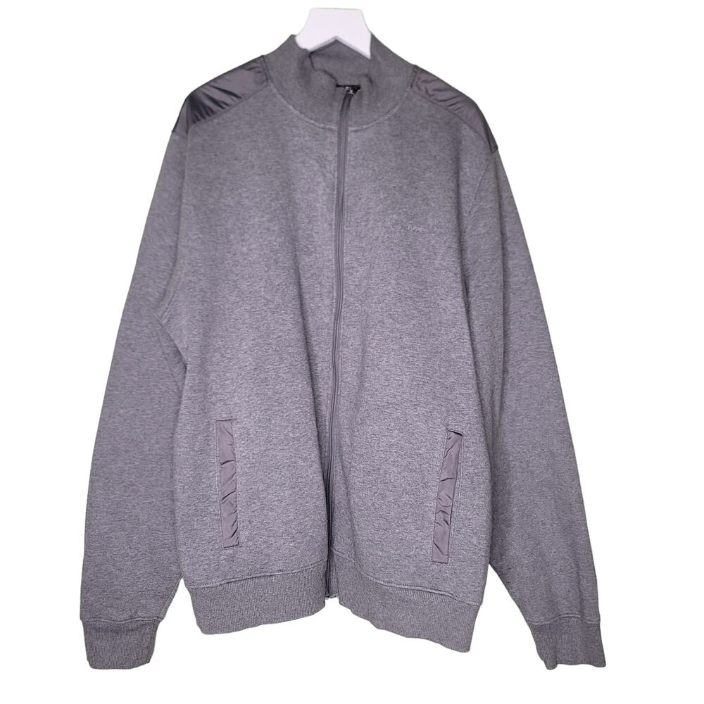 MICHAEL Michael Kors Men Sweatshirt XL Gray Full Zip Mock Neck Casual Athleisure